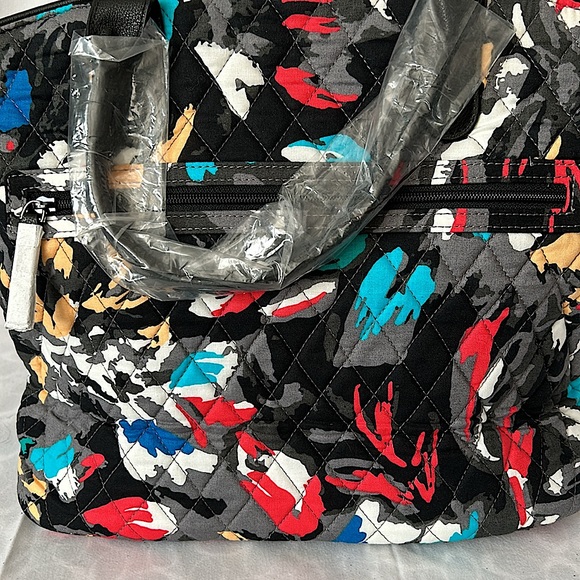 Vera Bradley NWT Black Splash Floral Satchel Bag Purse 🌺🌺 - Picture 4 of 8